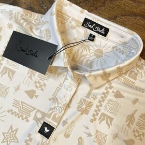Bad Birdie Core Polo Women’s Medium‎ Stucco UPF 50 4-Way Stretch Wicking New $78